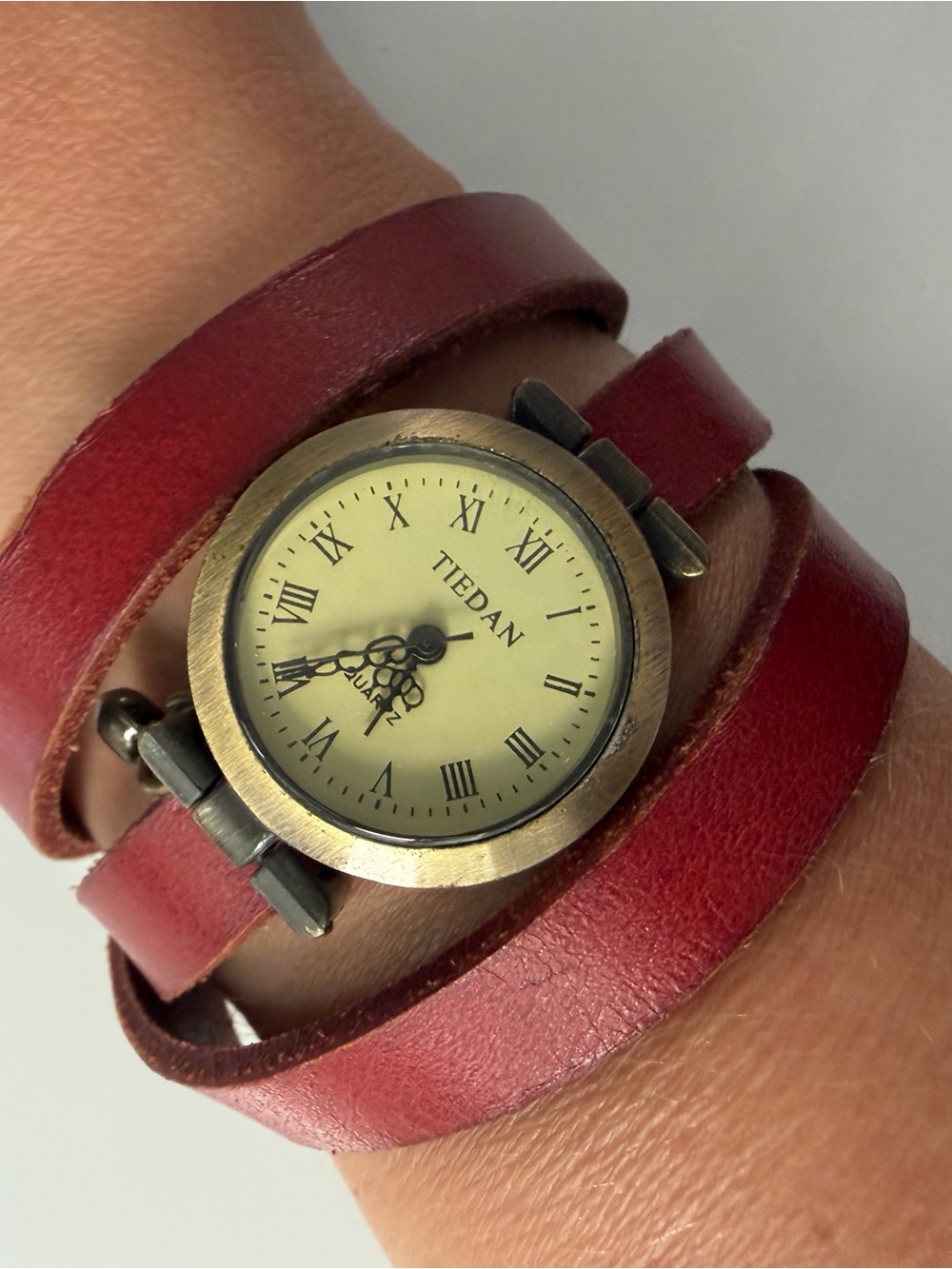 Red Wrap Leather Smartwatch-Style Fashion Watch